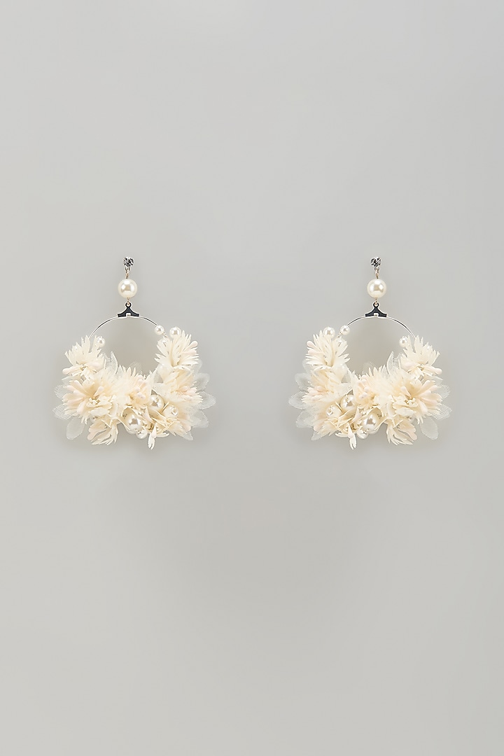 Silver Finish White Stone Hoop Earrings by THE BEAUTIFUL SECRET at Pernia's Pop Up Shop