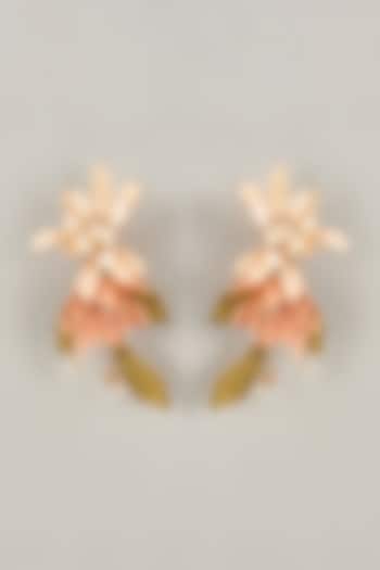 Multi-Colored Handcrafted Enameled Floral Dangler Earrings by THE BEAUTIFUL SECRET at Pernia's Pop Up Shop