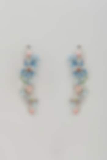 Gold Finish Blue Stone Dangler Earrings by THE BEAUTIFUL SECRET at Pernia's Pop Up Shop
