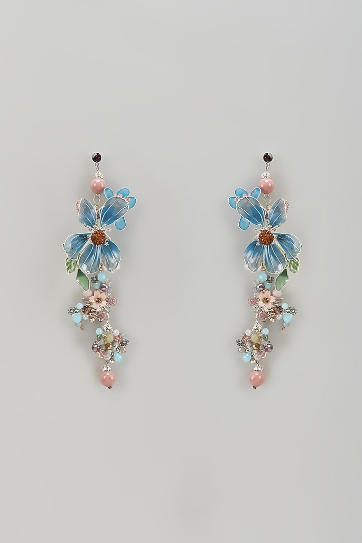 Gold Finish Blue Stone Dangler Earrings by THE BEAUTIFUL SECRET at Pernia's Pop Up Shop