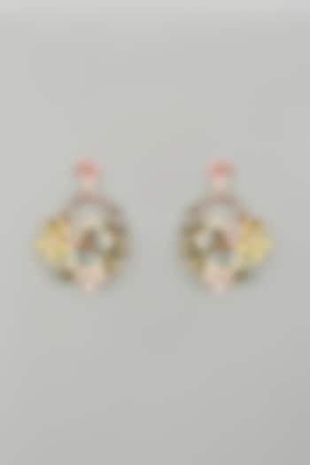 Gold Finish Multi-Colored Enameled Handcrafted Floral Hoop Earrings by THE BEAUTIFUL SECRET at Pernia's Pop Up Shop