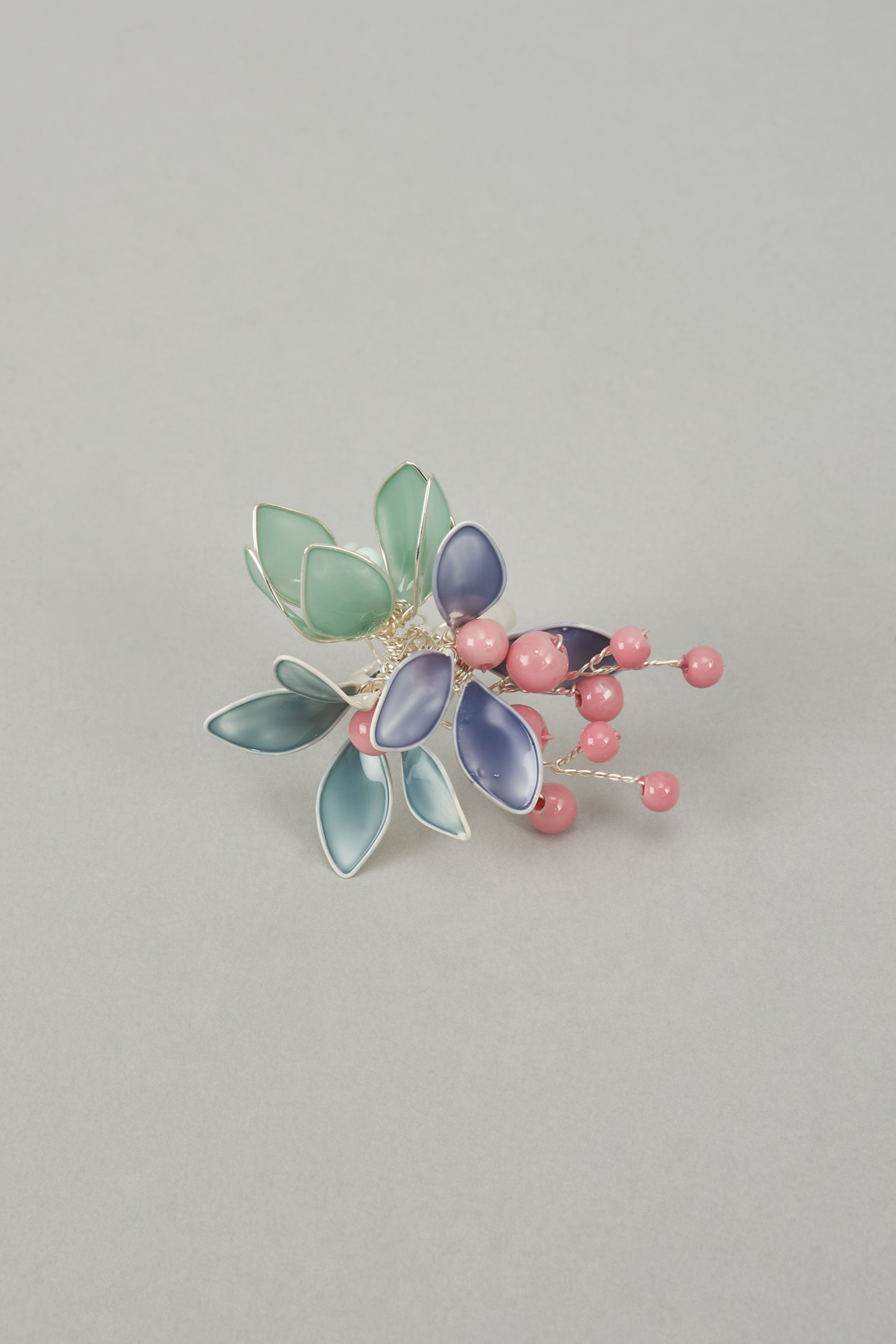 Gold Finish Blue Enameled Handcrafted Adjustable Floral Ring by THE BEAUTIFUL SECRET at Pernia's Pop Up Shop