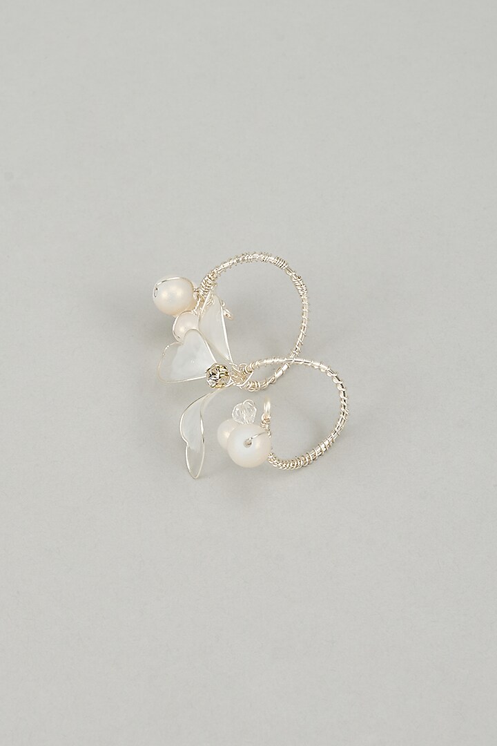 Gold Finish White Enameled Handcrafted Adjustable Floral Ring by THE BEAUTIFUL SECRET at Pernia's Pop Up Shop