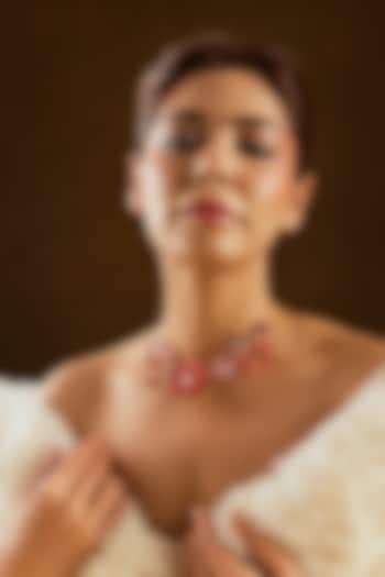 Pink Enameled Floral Necklace by THE BEAUTIFUL SECRET at Pernia's Pop Up Shop