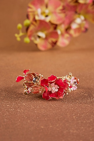 Pink Enameled Floral Bracelet by THE BEAUTIFUL SECRET