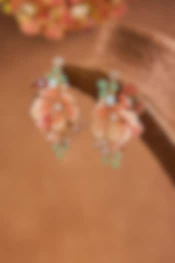 Multi-Colored Enameled Floral Dangler Earrings by THE BEAUTIFUL SECRET at Pernia's Pop Up Shop