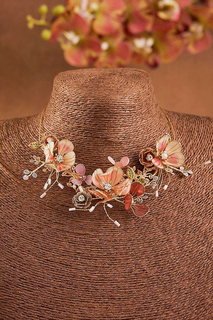Multi-Colored Enameled Floral Necklace by THE BEAUTIFUL SECRET at Pernia's Pop Up Shop