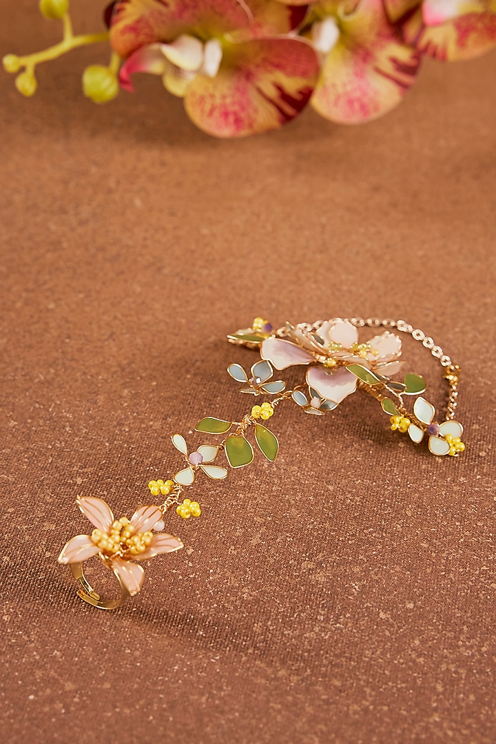Multi-Colored Enameled Floral Hathphool by THE BEAUTIFUL SECRET at Pernia's Pop Up Shop