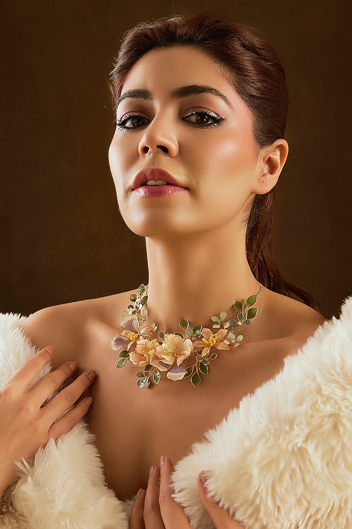 Multi-Colored Enameled Floral Necklace by THE BEAUTIFUL SECRET at Pernia's Pop Up Shop