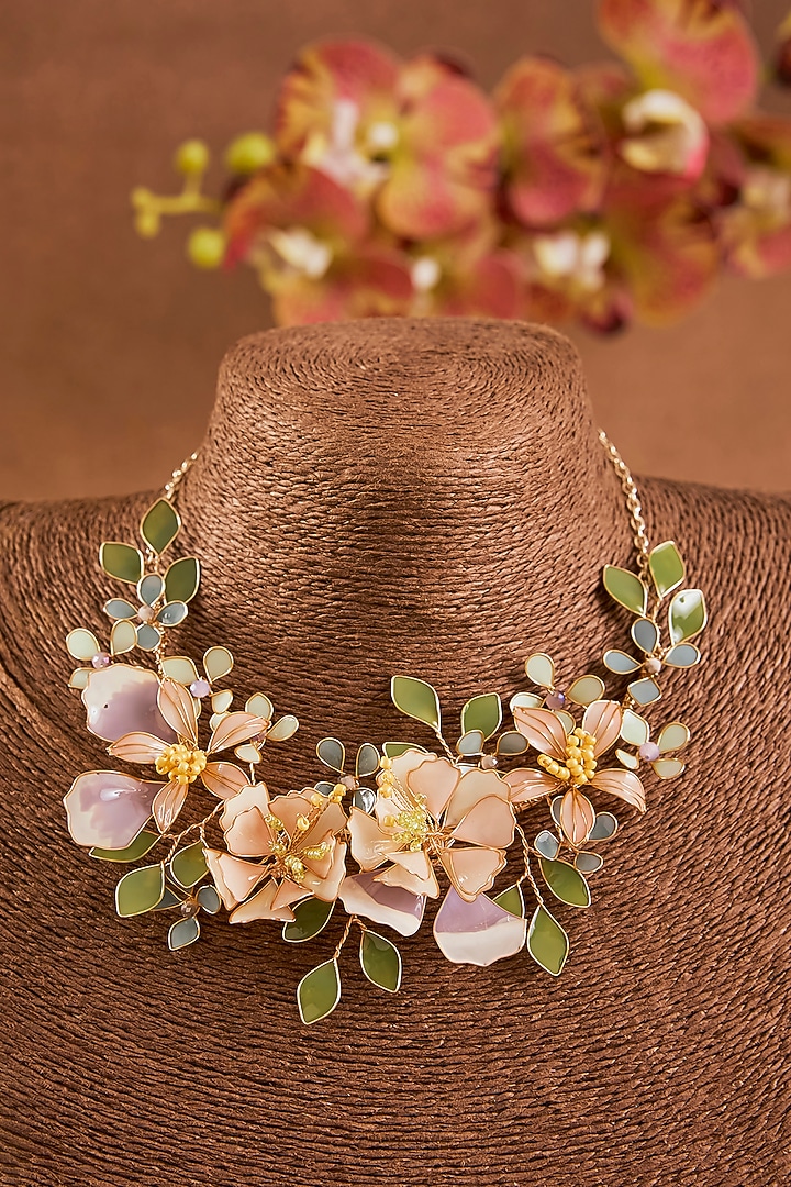 Multi-Colored Enameled Floral Necklace by THE BEAUTIFUL SECRET at Pernia's Pop Up Shop
