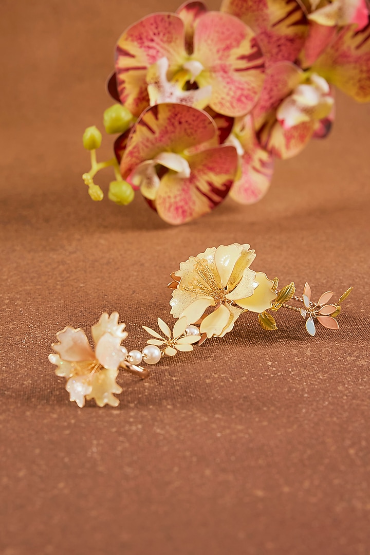 Yellow Enameled Floral Hathphool by THE BEAUTIFUL SECRET at Pernia's Pop Up Shop