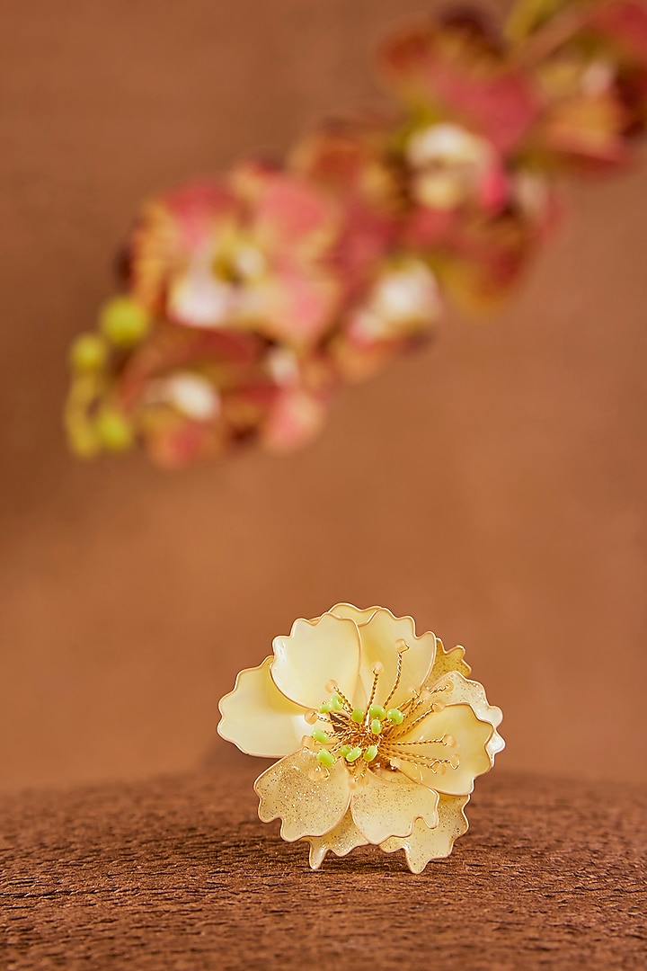 Yellow Enameled Floral Ring by THE BEAUTIFUL SECRET at Pernia's Pop Up Shop