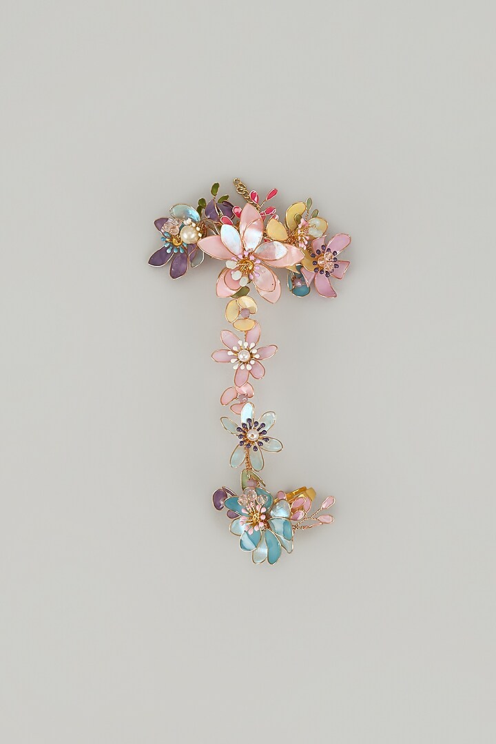 Gold Finish Floral Multi-Colored Enameled Handcrafted Adjustable Hand Harness by THE BEAUTIFUL SECRET at Pernia's Pop Up Shop