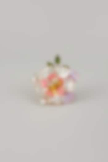 Gold Finish Multi-Colored Enameled Floral Ring by THE BEAUTIFUL SECRET at Pernia's Pop Up Shop