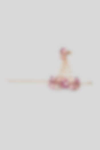 Gold Finish Pearl Enameled Handcrafted Floral Adjustable Hand Harness by THE BEAUTIFUL SECRET at Pernia's Pop Up Shop