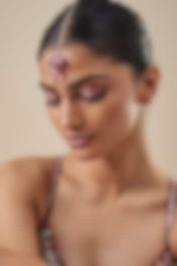 Gold Finish Enameled Handcrafted Floral Maangtikka by THE BEAUTIFUL SECRET at Pernia's Pop Up Shop