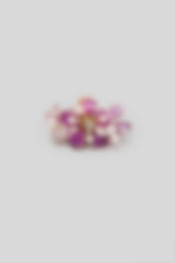 Gold Finish Purple Enameled Handcrafted Adjustable Floral Ring by THE BEAUTIFUL SECRET at Pernia's Pop Up Shop