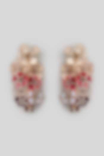 Gold Finish Enameled Handcrafted Floral Earrings by THE BEAUTIFUL SECRET at Pernia's Pop Up Shop