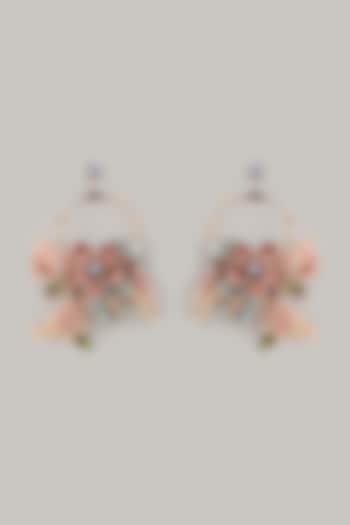 Multi-Colored Handcrafted Enameled Floral Dangler Earrings by THE BEAUTIFUL SECRET at Pernia's Pop Up Shop