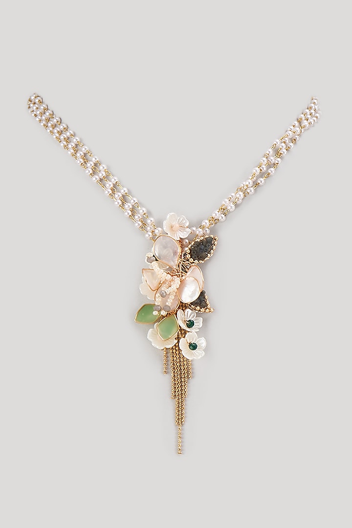 Gold Finish Pearl Pendant Necklace by THE BEAUTIFUL SECRET at Pernia's Pop Up Shop