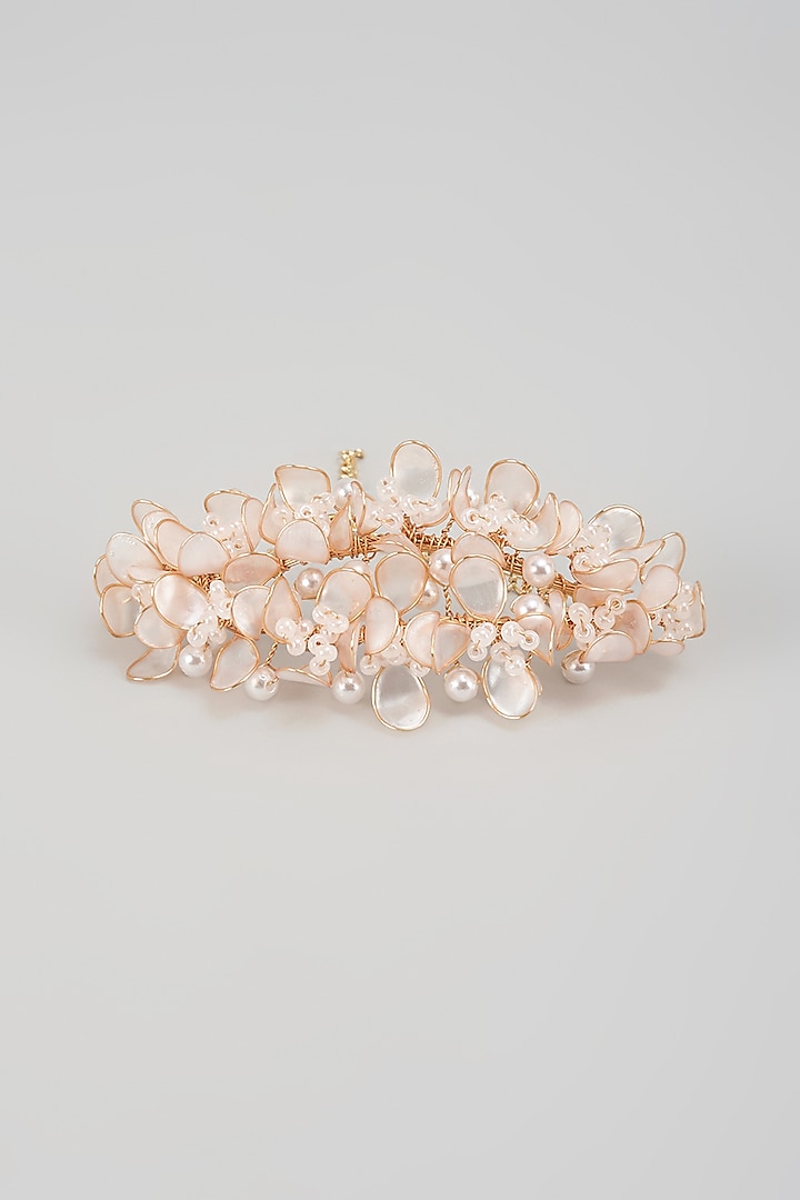 Gold Finish Enameled Handcrafted Floral Bracelet by THE BEAUTIFUL SECRET at Pernia's Pop Up Shop
