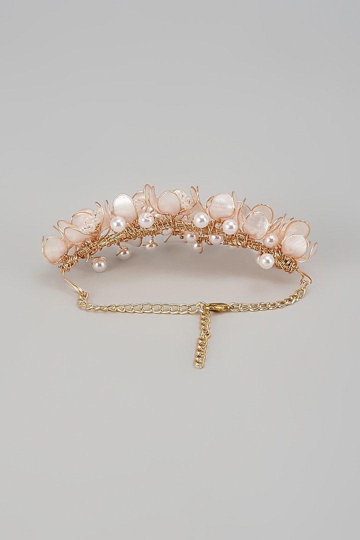 Gold Finish Enameled Handcrafted Floral Bracelet by THE BEAUTIFUL SECRET at Pernia's Pop Up Shop