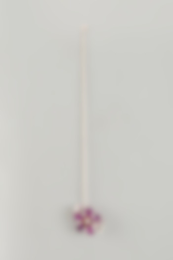 Gold Finish Purple Pearl Enameled Handcrafted Floral Maangtikka by THE BEAUTIFUL SECRET at Pernia's Pop Up Shop