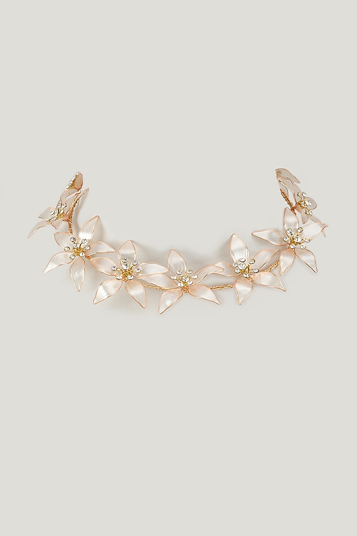 Gold Finish White Enameled Floral Choker Necklace by THE BEAUTIFUL SECRET at Pernia's Pop Up Shop