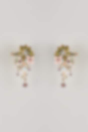 Green Resin Floral Dangler Earrings by THE BEAUTIFUL SECRET at Pernia's Pop Up Shop