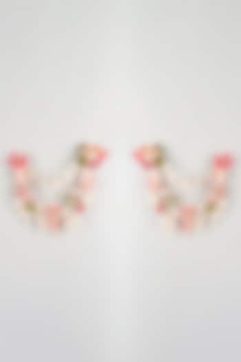 Pink Resin Floral Earchains by THE BEAUTIFUL SECRET at Pernia's Pop Up Shop