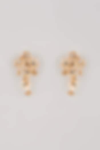 Gold Resin Floral Dangler Earrings by THE BEAUTIFUL SECRET at Pernia's Pop Up Shop