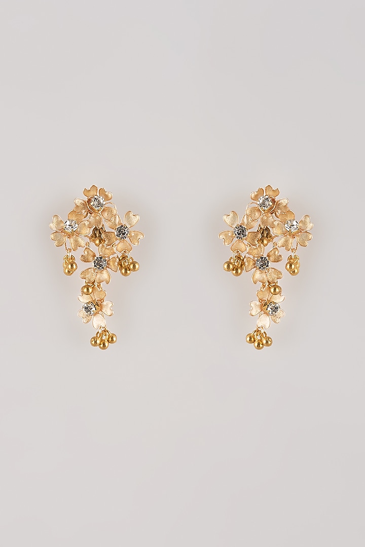 Gold Resin Floral Dangler Earrings by THE BEAUTIFUL SECRET at Pernia's Pop Up Shop
