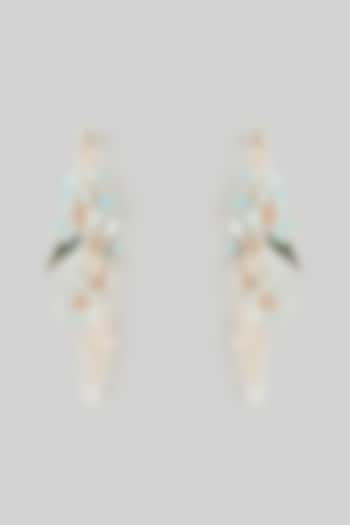 Blue Floral Dangler Earrings by THE BEAUTIFUL SECRET at Pernia's Pop Up Shop