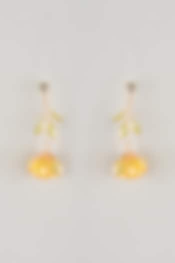 Yellow Resin Floral Dangler Earrings by THE BEAUTIFUL SECRET at Pernia's Pop Up Shop