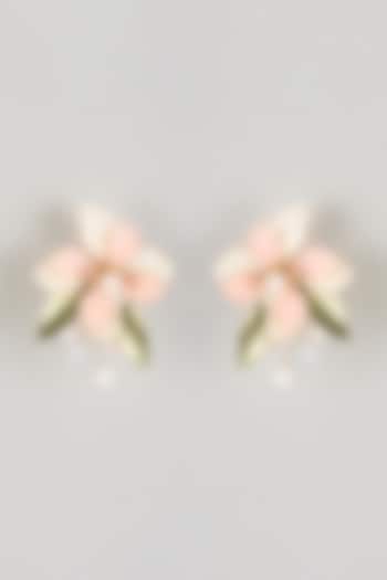 Pink Resin Floral Dangler Earrings by THE BEAUTIFUL SECRET at Pernia's Pop Up Shop