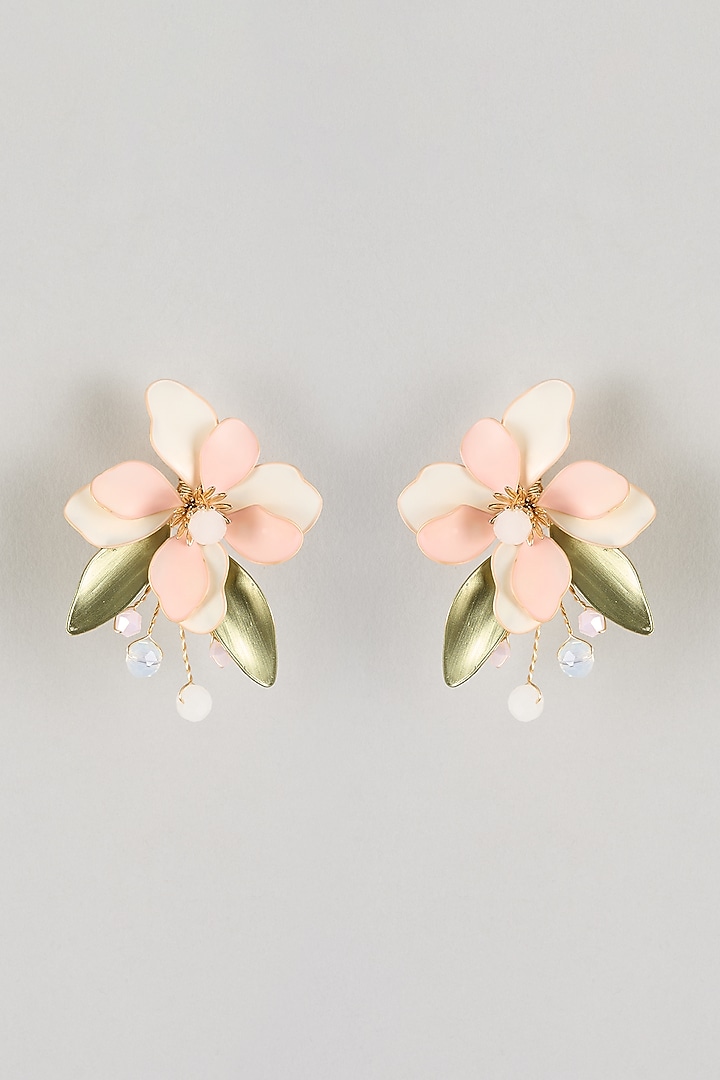 Pink Resin Floral Dangler Earrings by THE BEAUTIFUL SECRET at Pernia's Pop Up Shop