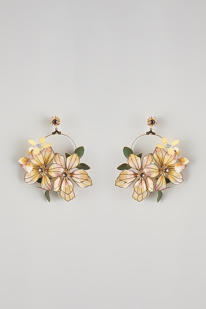 Pink Resin Floral Dangler Earrings by THE BEAUTIFUL SECRET at Pernia's Pop Up Shop