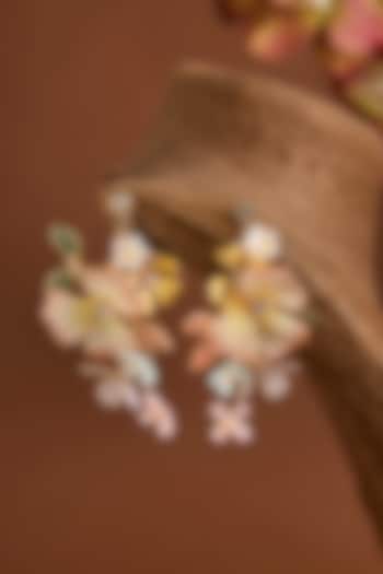 Pink Resin Floral Dangler Earrings by THE BEAUTIFUL SECRET at Pernia's Pop Up Shop