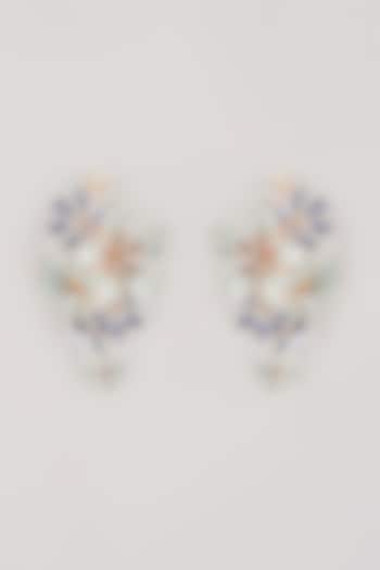 Blue Resin Floral Dangler Earrings by THE BEAUTIFUL SECRET at Pernia's Pop Up Shop