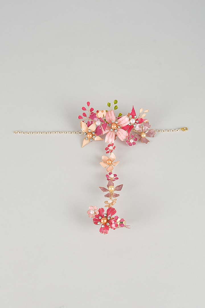 Pink Resin Floral Haathphool by THE BEAUTIFUL SECRET at Pernia's Pop Up Shop