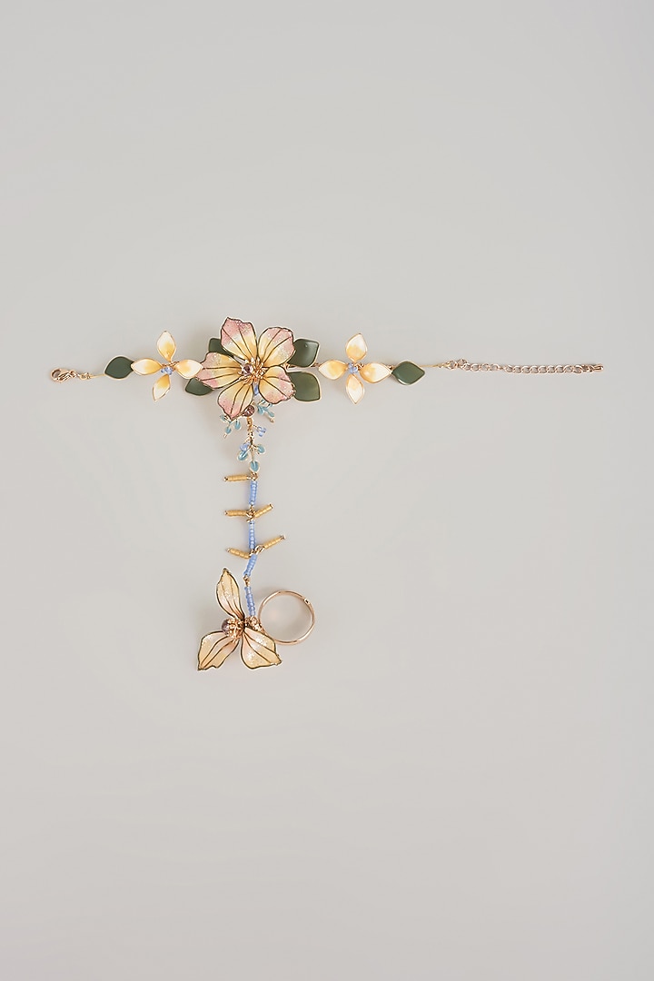 Pink Resin Floral Haathphool by THE BEAUTIFUL SECRET at Pernia's Pop Up Shop