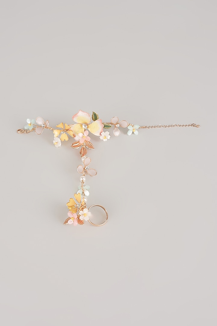 Pink Resin Floral Haathphool by THE BEAUTIFUL SECRET at Pernia's Pop Up Shop