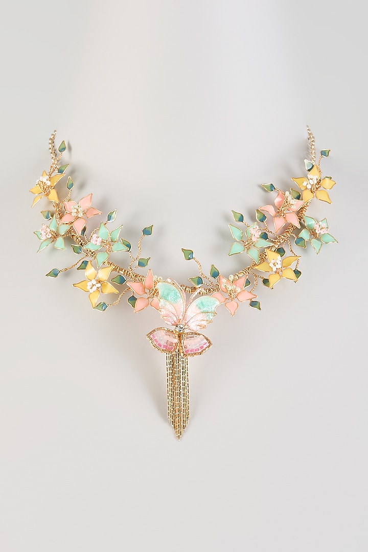 Multi-Colored Resin Floral Necklace by THE BEAUTIFUL SECRET at Pernia's Pop Up Shop