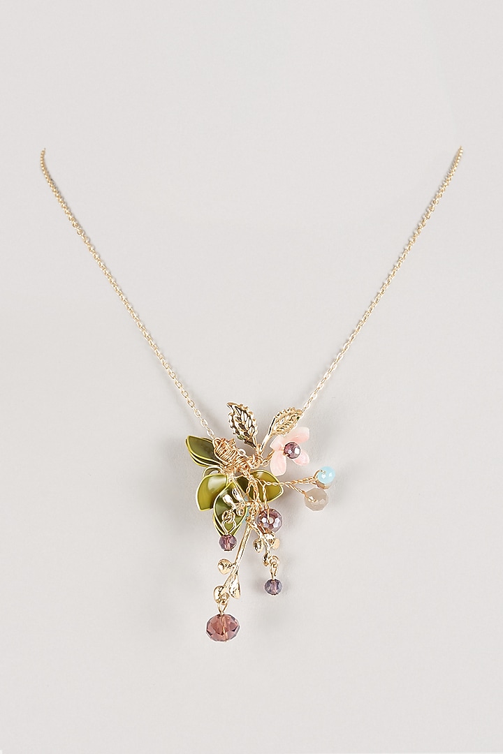 Green Resin Floral Necklace by THE BEAUTIFUL SECRET at Pernia's Pop Up Shop
