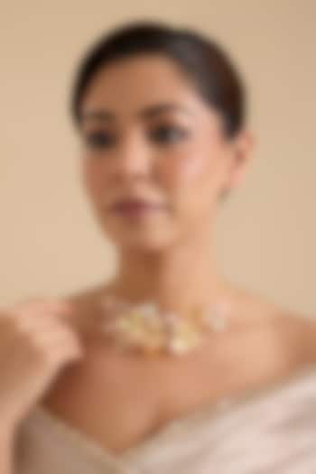Pink Resin Floral Choker Necklace by THE BEAUTIFUL SECRET at Pernia's Pop Up Shop