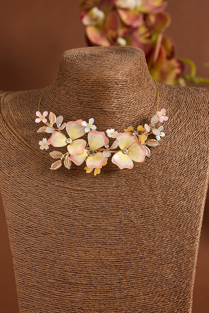 Pink Resin Floral Choker Necklace by THE BEAUTIFUL SECRET at Pernia's Pop Up Shop