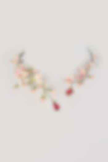 Pink Resin Floral Necklace by THE BEAUTIFUL SECRET at Pernia's Pop Up Shop
