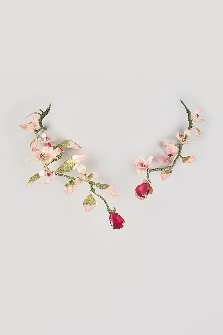 Pink Resin Floral Necklace by THE BEAUTIFUL SECRET at Pernia's Pop Up Shop