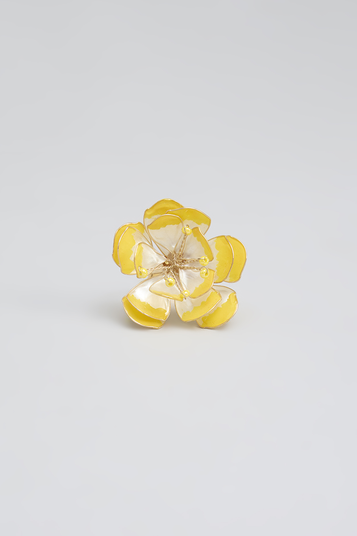 Gold Finish Yellow Enameled Floral Stud Earrings by THE BEAUTIFUL SECRET at Pernia's Pop Up Shop