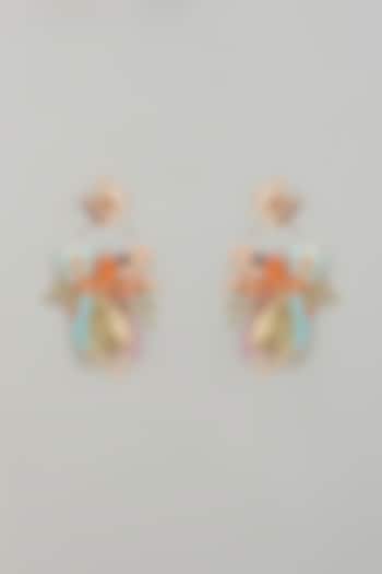 Gold Finish Multi-Colored Enameled Floral Hoop Earrings by THE BEAUTIFUL SECRET at Pernia's Pop Up Shop